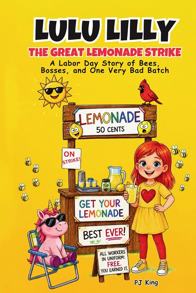 Book cover of Lulu Lilly The Great Lemonade Strike, a funny Labor Day chapter book for kids ages 6 to 9